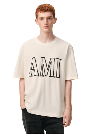 T-shirt MC en jersey de coton épais Ami paris