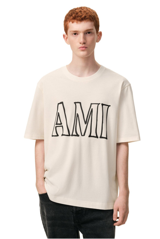 T-shirt manches courtes en jersey de coton épais Ami paris