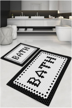 Ensemble de Tapis de bain (2 pièces) - Noir et blanc