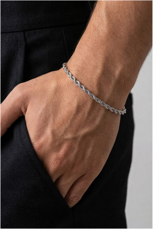 Bracelet en acier - Argent - 19 cm + 4 cm