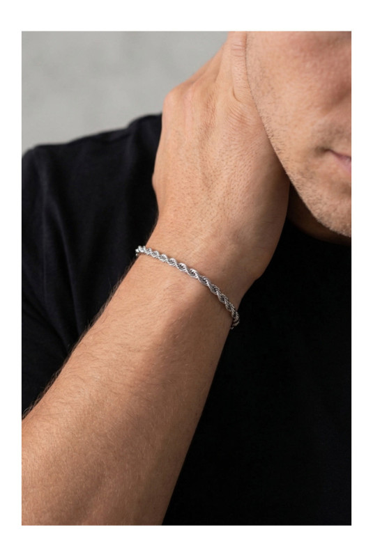 Bracelet en acier - Argent - 19 cm + 4 cm