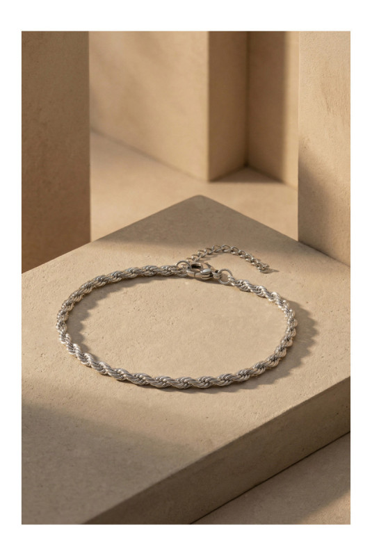 Bracelet en acier - Argent - 19 cm + 4 cm