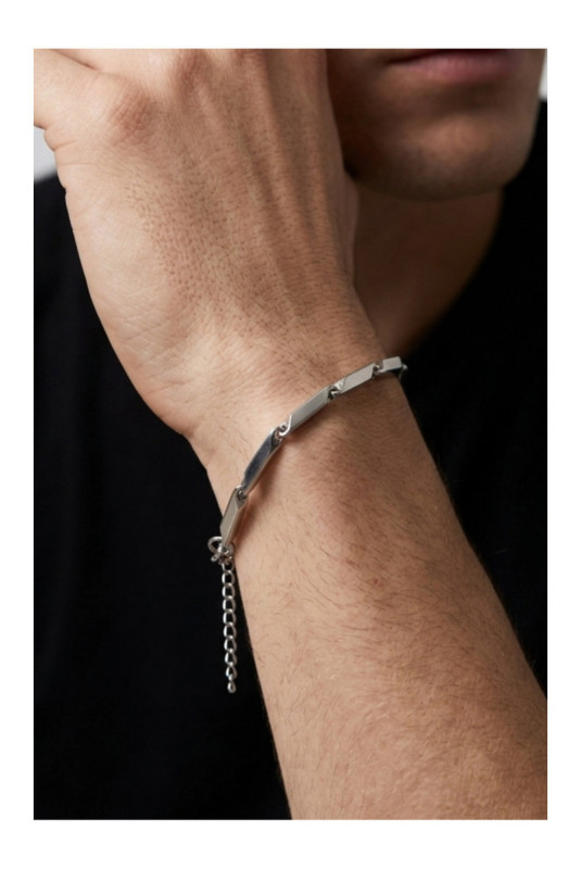 Bracelet en acier - Argent - 19 cm + 4 cm