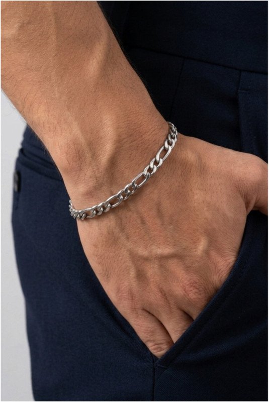 Bracelet en acier - Argent - 19 cm + 4 cm