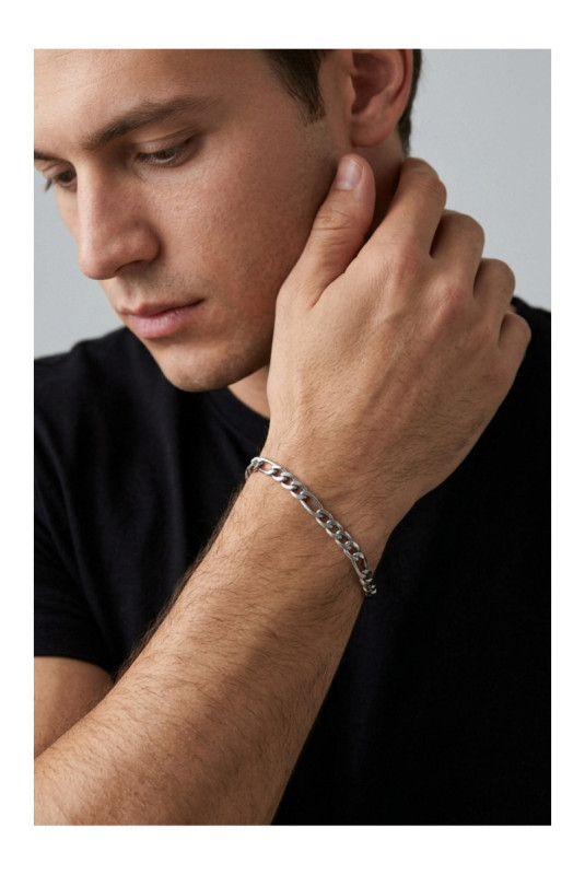 Bracelet en acier - Argent - 19 cm + 4 cm