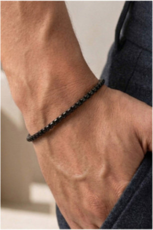 Bracelet en acier - Noir - 19 cm + 4 cm