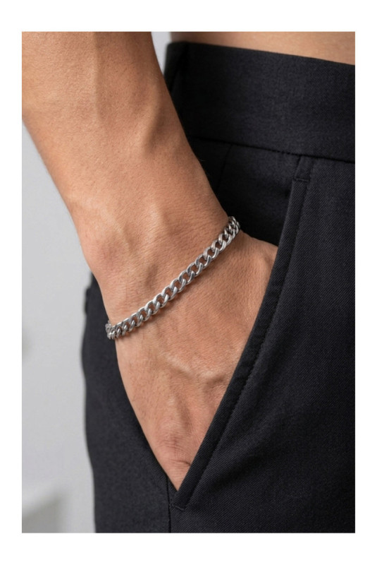 Bracelet en acier - Argent - 19 cm + 4 cm