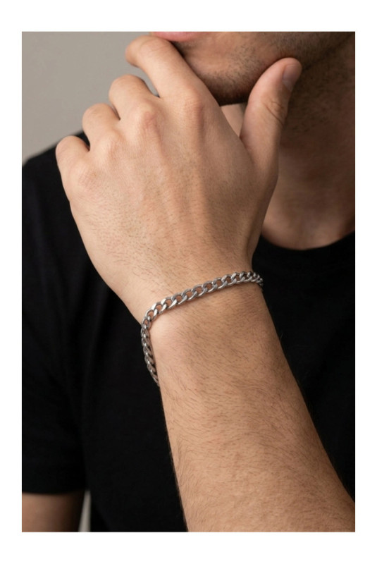 Bracelet en acier - Argent - 19 cm + 4 cm