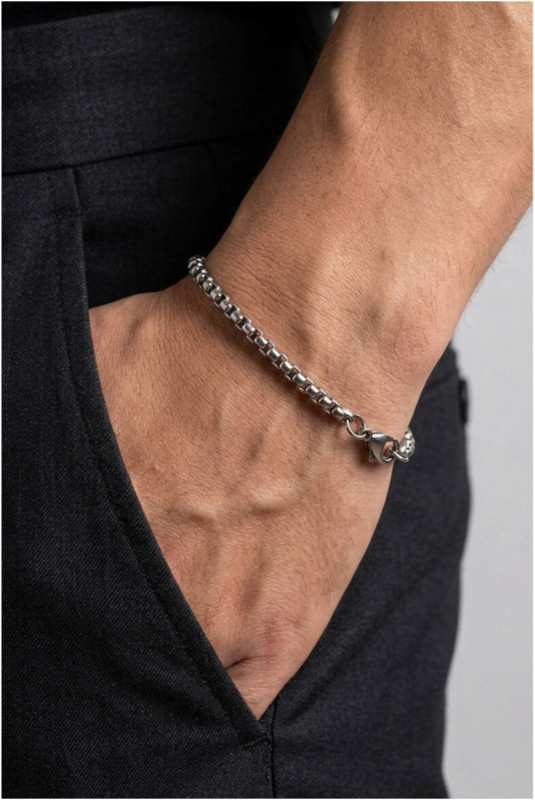Bracelet en acier - Argent - 19 cm + 4 cm