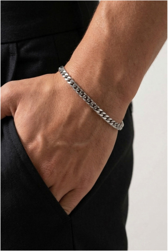 Bracelet en acier - Argent - 19 cm + 4 cm