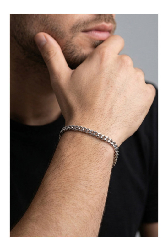 Bracelet en acier - Argent - 19 cm + 4 cm