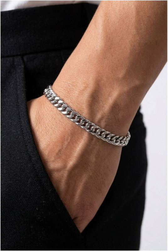 Bracelet en acier - Argent - 19 cm + 4 cm