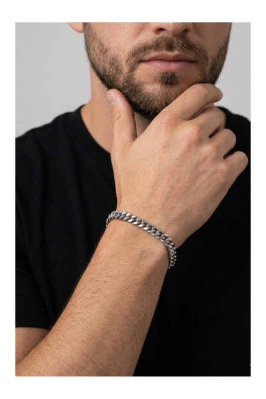 Bracelet en acier - Argent - 19 cm + 4 cm
