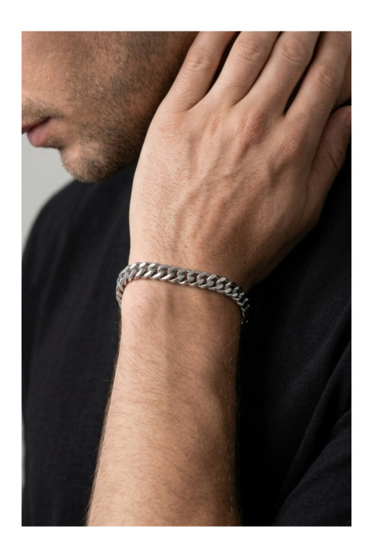 Bracelet en acier - Argent - 19 cm + 4 cm