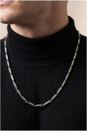 Collier en acier - Argent - 55 cm