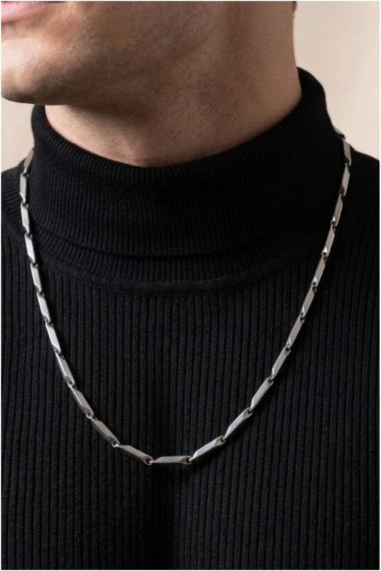Collier en acier - Argent - 55 cm