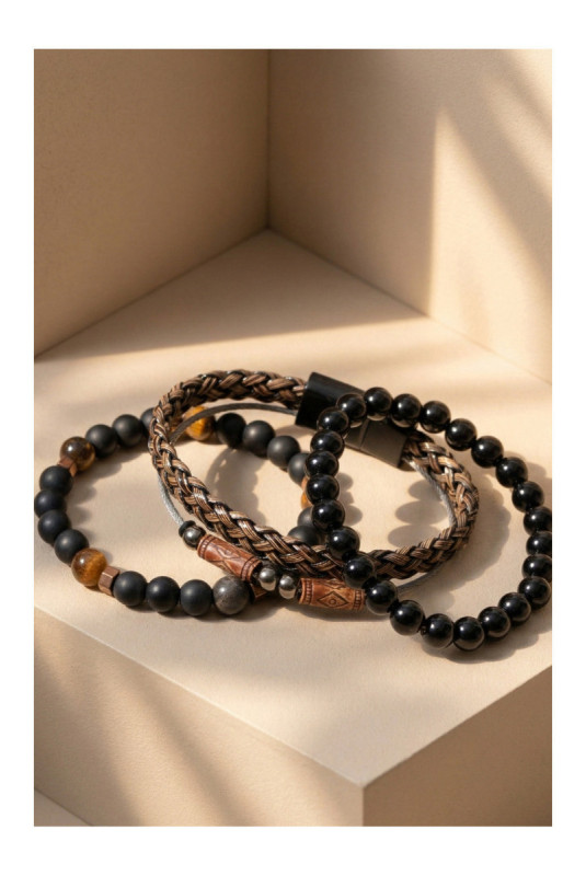 Bracelet - Noir - 21 cm + ajustable