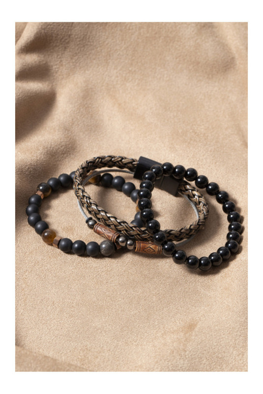 Bracelet - Noir - 21 cm + ajustable
