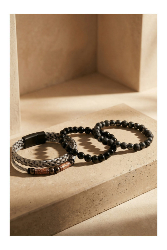 Bracelet - Noir - 21 cm + ajustable