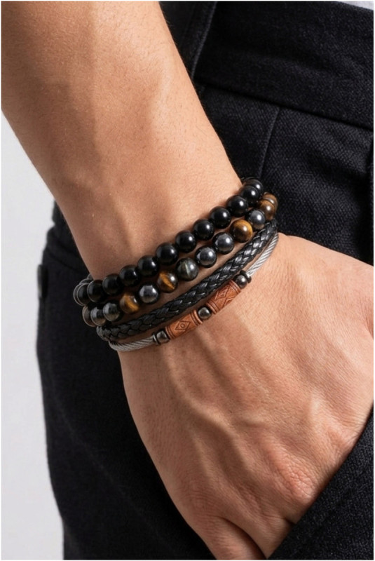 Bracelet - Noir - 21 cm + ajustable