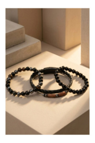 Bracelet - Noir - 21 cm + ajustable
