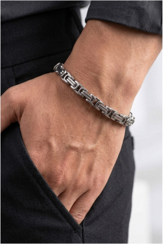Bracelet en acier - Argent - 19 cm + 4 cm