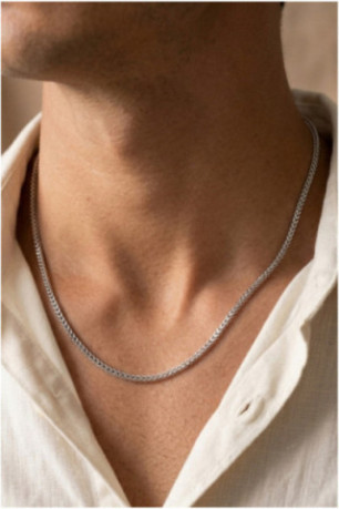 Collier en acier - Argent - 60 cm + 5 cm