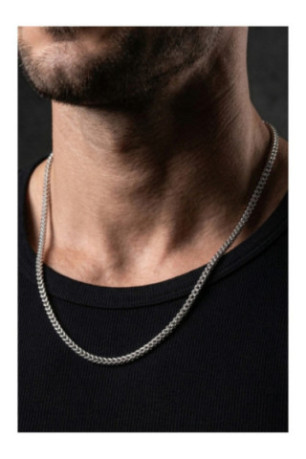 Collier en acier - Argent - 60 cm + 5 cm