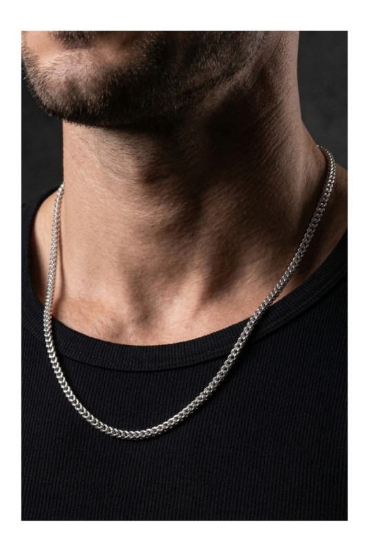 Collier en acier - Argent - 60 cm + 5 cm