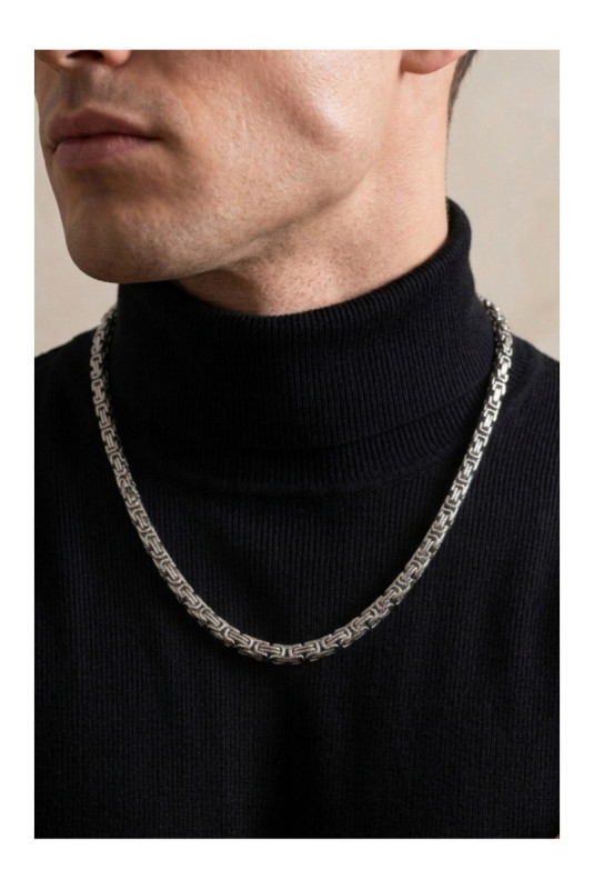 Collier en acier - Argent - 60 cm