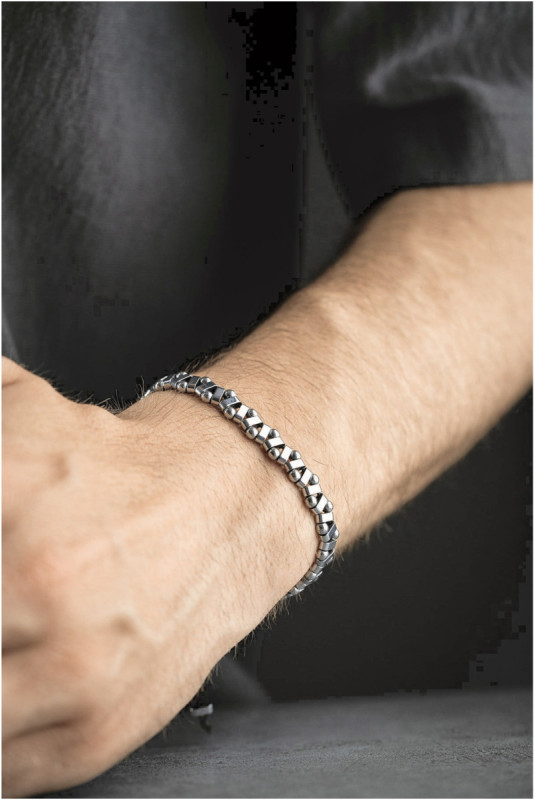 Bracelet en acier - Argent - Ajustable