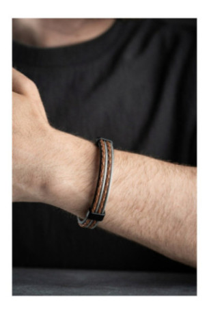 Bracelet en acier - Brun - 21 cm