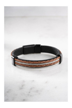 Bracelet en acier - Brun - 21 cm