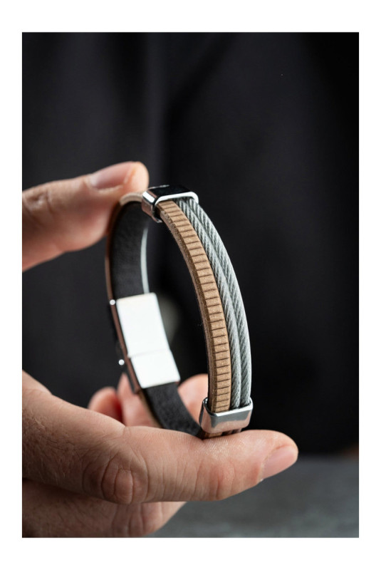 Bracelet en acier - Argent - 21 cm