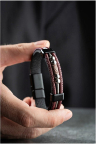 Bracelet en acier - Bourgogne - 21 cm
