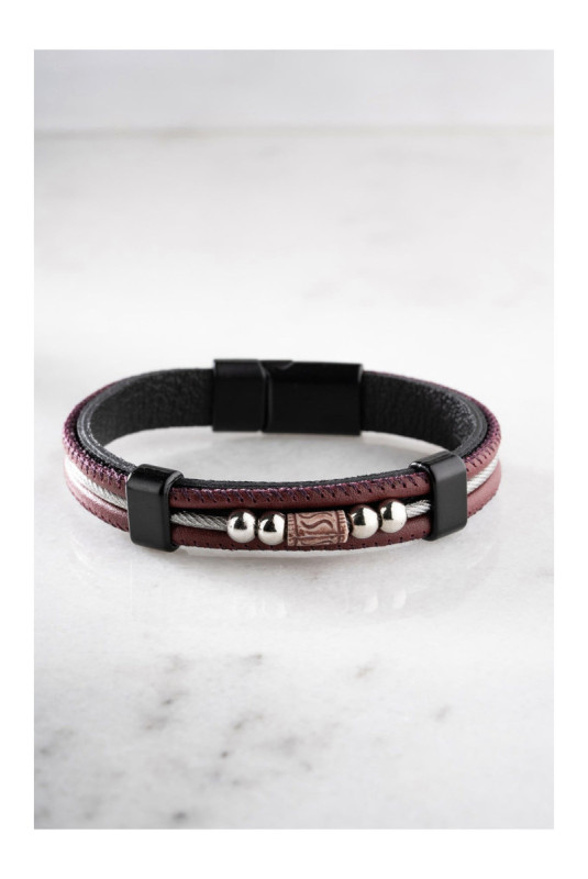 Bracelet en acier - Bourgogne - 21 cm