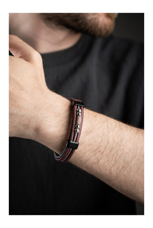 Bracelet en acier - Bourgogne - 21 cm