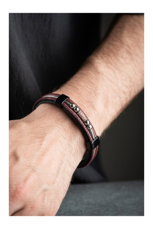 Bracelet en acier - Bourgogne - 21 cm