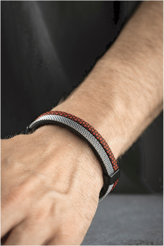 Bracelet en acier - Rouge - 21 cm