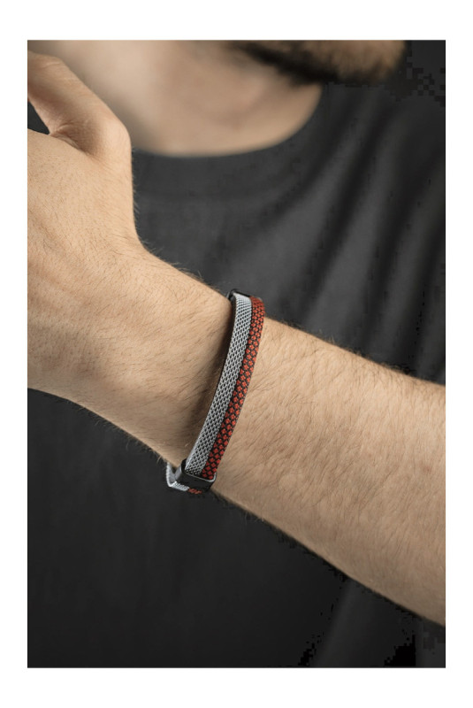 Bracelet en acier - Rouge - 21 cm