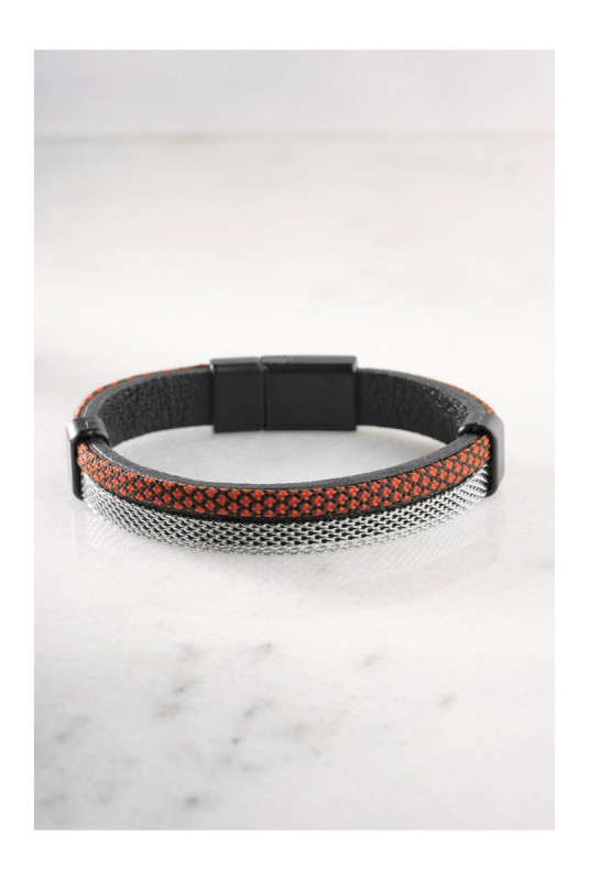 Bracelet en acier - Rouge - 21 cm