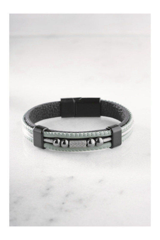 Bracelet en acier - Vert d'eau - 21 cm
