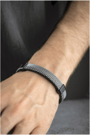 Bracelet en acier - Noir - 21 cm