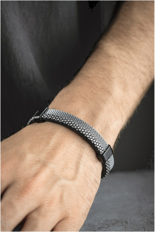 Bracelet en acier - Noir - 21 cm