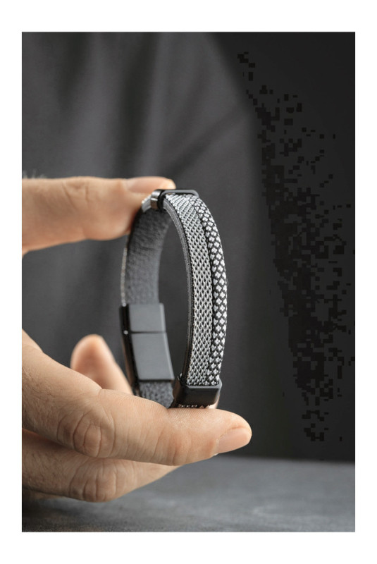 Bracelet en acier - Noir - 21 cm
