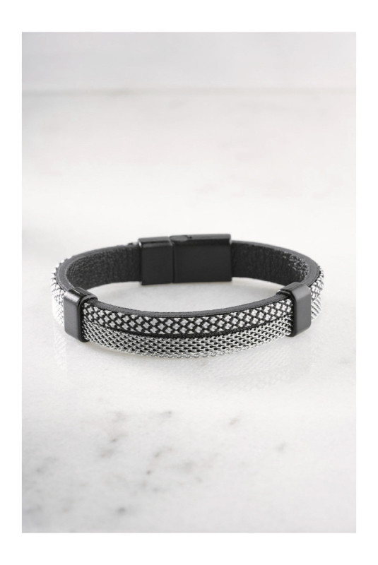Bracelet en acier - Noir - 21 cm