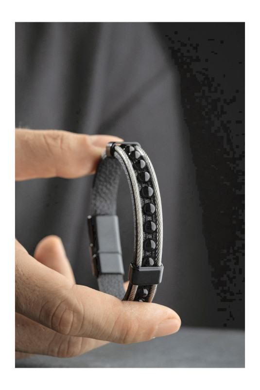 Bracelet en acier - Argent - 21 cm