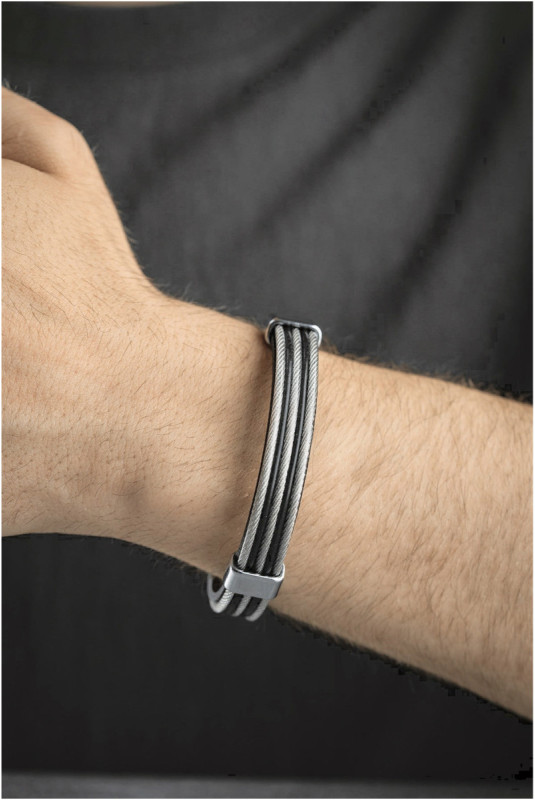 Bracelet en acier - Argent - 21 cm
