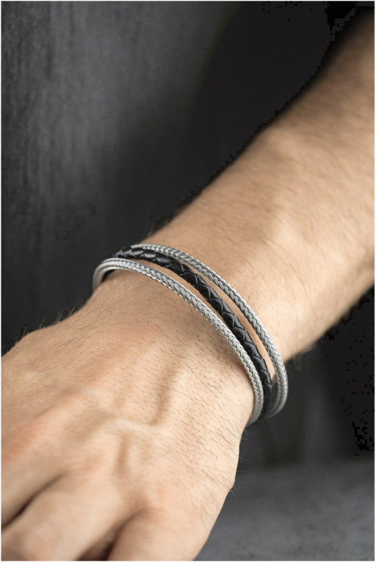 Bracelet en acier - Argent - 21 cm