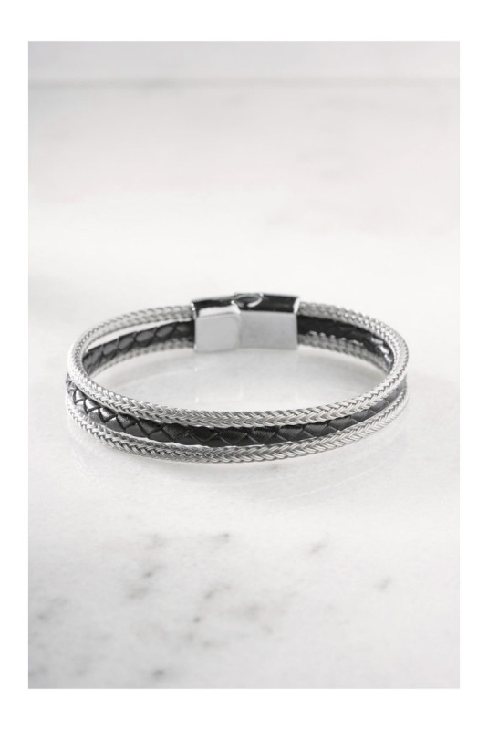 Bracelet en acier - Argent - 21 cm